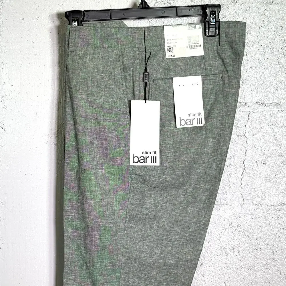 Bar III Men's Slim-Fit Linen blend Suit Pants, green, 32x34 $135